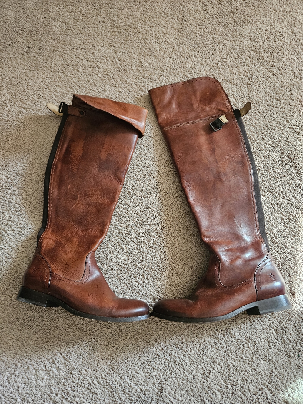 Frye Tall Leather Riding Boots in Brown
